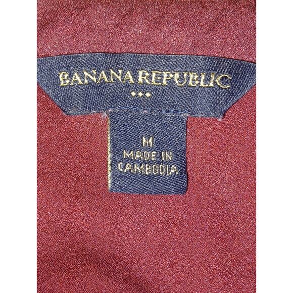 Women's Banana Republic Medium Red Ruffled Long Sleeve Ruffled Blouse - Picture 3 of 3